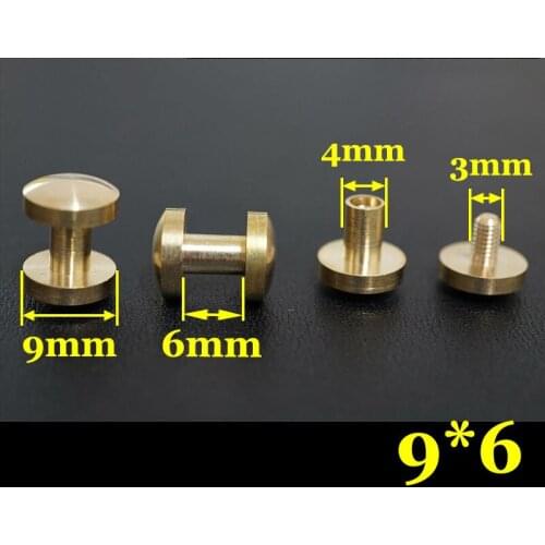 50pc Q3-9x6 Solid Brass belt screw Chicago Screw Leathercraft