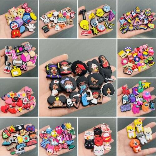50Pcs Cartoon Animal Game Unicorn Black Lives Matter Shoe Accessories Garden Shoe Decoration for Croc Jibz Buckle Kid X-mas Gift