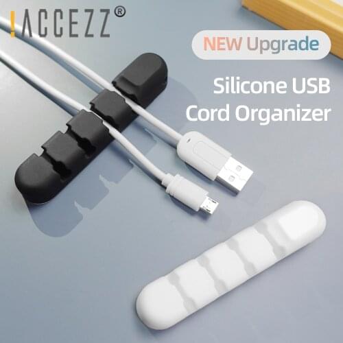 !ACCEZZ 2/3/5/7/8 holes USB Cable Organizer Silicone Cable Holder Management Clips For Headphone Mouse Keyboard Cord Wire Winder