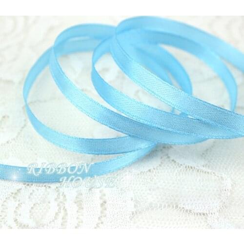 25 yards/roll ) 1/4" (6mm) Sky Blue Single Face Satin Ribbon Webbing Decoration Gift Christmas Ribbons Wholesale
