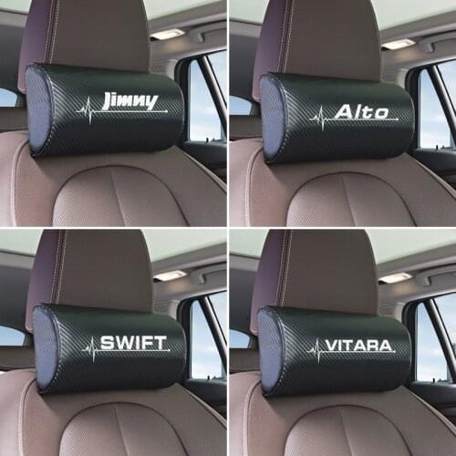 Car neck pillows both side pu leather single headrest case for Suzuki SWIFT VITARA SX4 Accessories Car Styling
