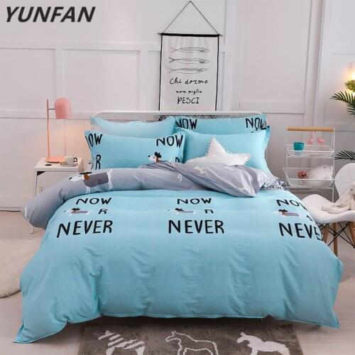 Alphabet style Home textiles 3/4pcs blue comfortable Bedding sets duvet cover quilt cover soft pillow cases bedclothes