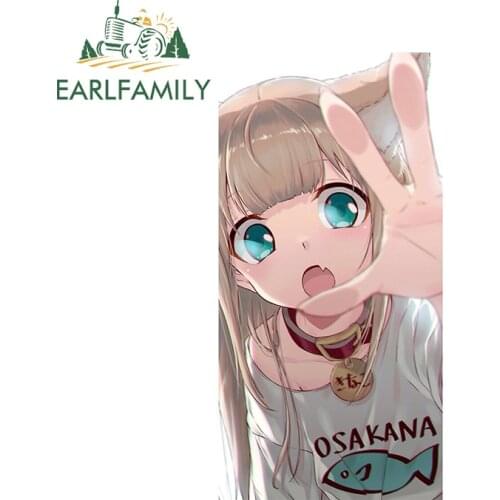 EARLFAMILY 13cm x 6.8cm for Kinako Neko Anime Decal JDM Car Assessoires Stickers Waterproof Air Conditioner Graffiti Decoration