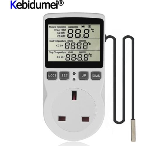 EU/US/AU/UK Digital Thermostat Temperature Controller Socket Outlet 16A with Timer Sensor