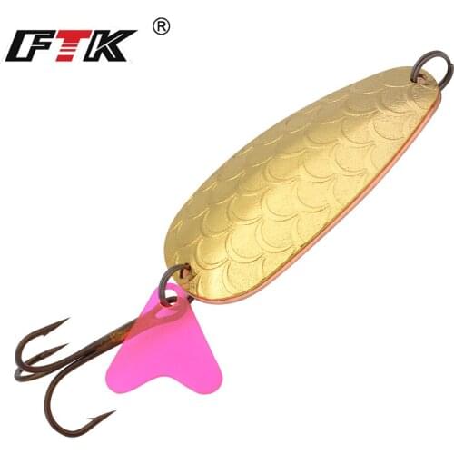 FTK 1PC 6cm/21g Metal Fishing Lure Spoon With 1# Treble Hook Bass CrankBait Spoon Crank Bait Pesca Tackle