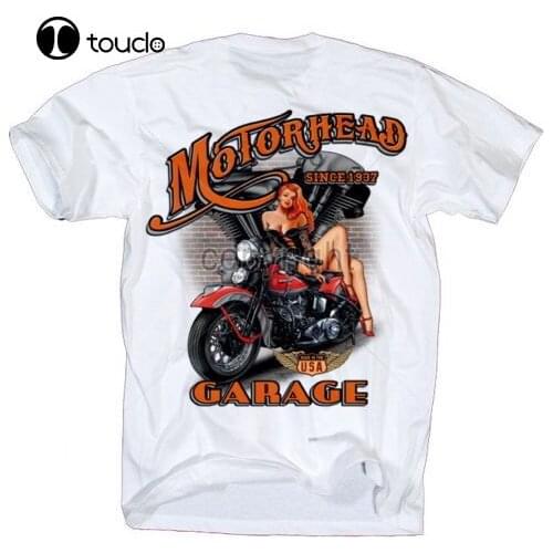 Sleeves Cotton Fashion American Biker T-Shirt Route 66 Motorrad Pin Up Motorcycle Fans Oldskool Classiccotton T Shirt