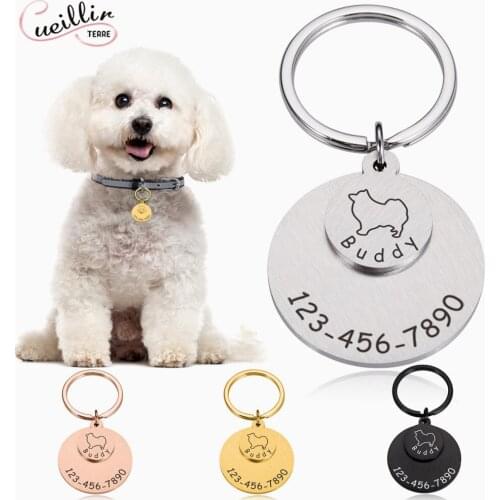 Personalized Collar Pet ID Tag Keychain Engraved Pet ID Name for Cat Puppy Dog Tag Pendant Keyring Bone Pet Accessories keychain