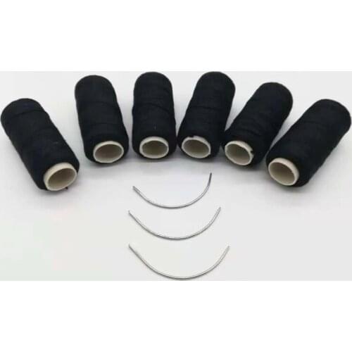 Freeshipping- 6pcs weaving thread and 3pcs type C hook needle high quality durable cotton Thread Weaving Hair Extension Tools