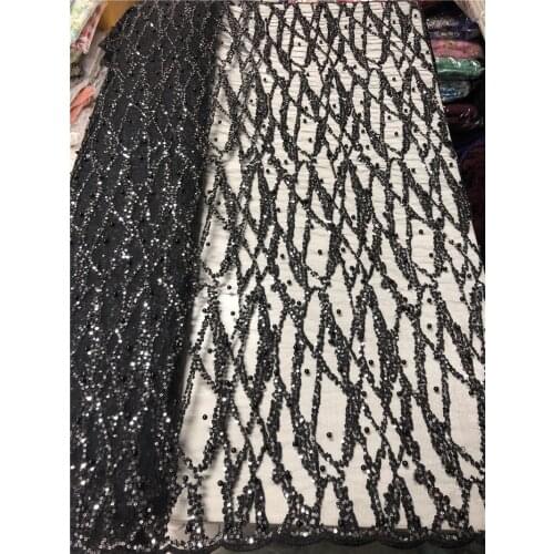 Good looking flowers embroidery french lace fabric 5 yards beaded and sequins lace fabric JRB- 20.41809 for party dress