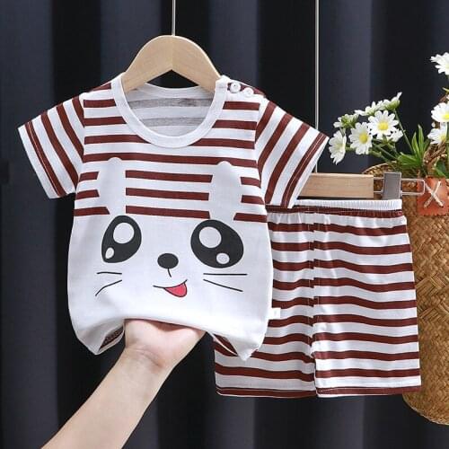 Josaywin Summer Children Suits Kids Girls Boys Print Cute 2 Pieces Sets Shorts Sleeve Top+Shorts Toddler Baby Kids Clothes Sets