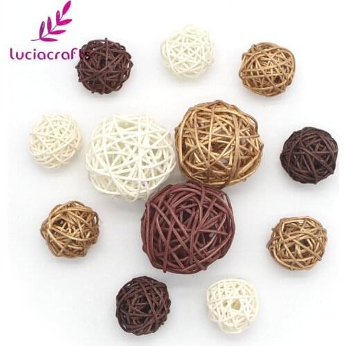 Lucia crafts 12pcs/lot 3-5cm Mixed 3 Colors Wicker Vintage Sepak Takraw Ball DIY Home Decoration Accessories M0401