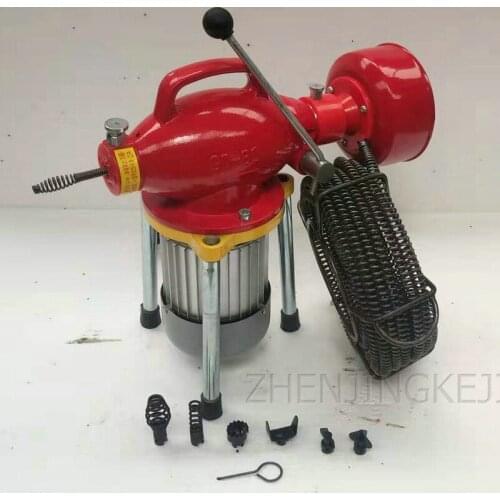 220V Fully Automatic Pipe Dredging Machine Toilet Dredge Tool Aluminum Alloy Body Profession Sewer Dredge Electric Portable 370W