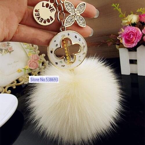 YSK51 fox fur ball rhinestone metal gifts new 2016 trinkets key rings chains llaveros chaveiros portachiavi keychains for women