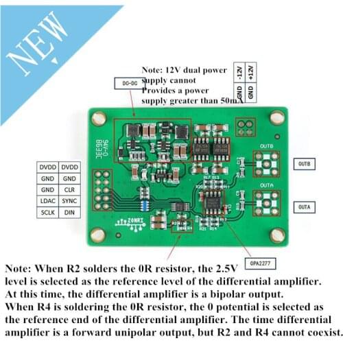 DAC Module DAC8562 Positive and Negative DC-DC 10V Signal Amplitude OPA2277 Amplifier 16Bit DAC Single/Bipolar Output DAC85623