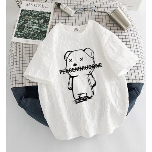 2021 Spring and Summer New Short-sleeved T-shirt Womens Loose Korean Half-sleeved Clothes White Cartton Woman Tshirts