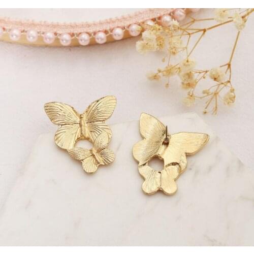 New ZARAS Arrivat, European American plated golds silver butterfly earrings personality creative geometry retro Nordic earring