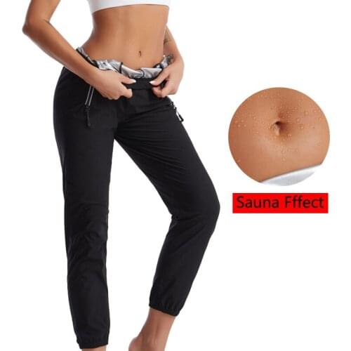 New Sweat Sauna Suits Slimming Pants Women Weight Loss Shorts Gym Workout Leggings for Running Fitness Pants With Zip Pockets
