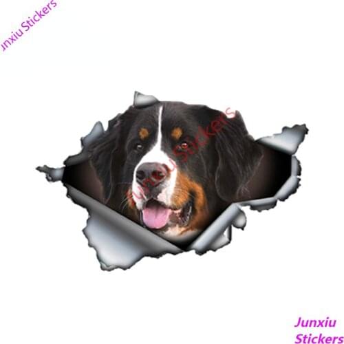 Bernese Mountain Dog Car Sticker Torn Metal Decal Bumper Camper Yacht Stickers Waterproof Scratch-Proof Pet Decals PVC13x9cm
