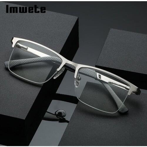 XojoX Business Reading Glasses for Men Blu-Ray Stainless Steel Mens Hyperopia Eyewear Prescription Spectacles +1.0 2.0 3.0 4.0