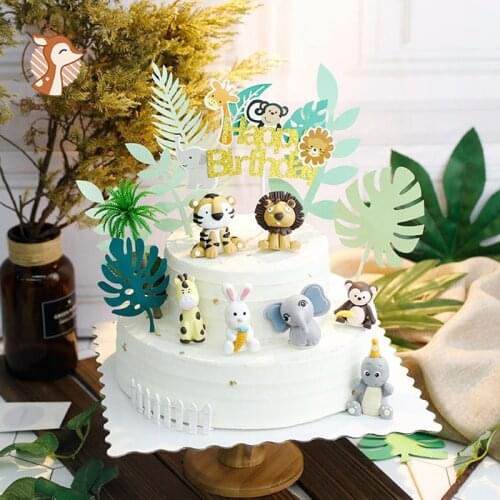 Deer dinosaur tiger rabbit Figurines Cake Toppers Animals For Kids Cake Decoration For Birthday Party Home Decoration