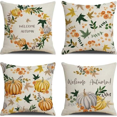 CANIRICA Fall Thanksgiving Pillow Cover Pumpkin Cushion Cover Linen Farmhouse Decor Pillow Case Home Decor Sofa Car Kussenhoes
