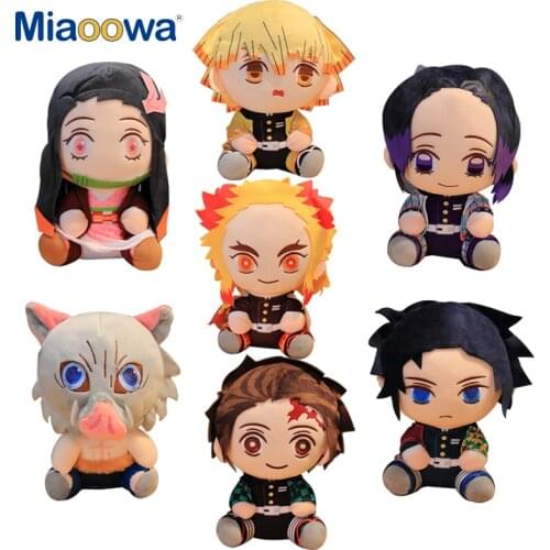 7Pcs/Lot 20cm Cartoon Demon Slayer Plush Toys Kawaii Kamado Tanjirou Agatsuma Zenitsu Kamado Nezuko Stuffed Dolls Lovely Pillow