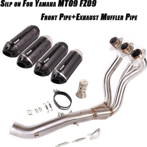 Full Set Exhaust System For Yamaha FZ09 MT09 race 51mm Front Link Pipe Connect Tail Vent Muffler Tube Lossless installation