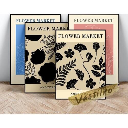 Flower Market Poster Abstract Line Print Art Canvas Painting Gift Retro Minimalistnordic Modern Home Decor Gallery Wall Picture