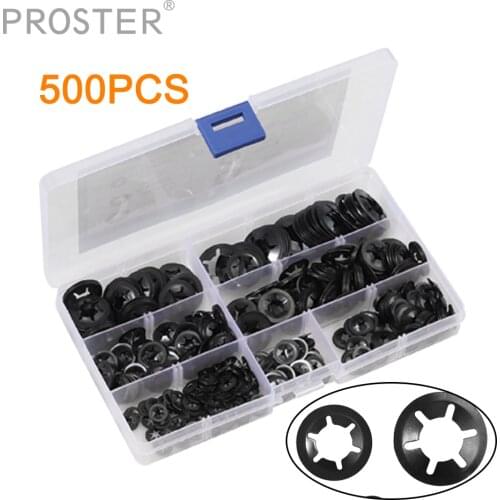 PROSTER 500Pcs Internal Tooth Starlock Lock Washers Clamping Washers Kit M3-M12 Assortment 65Mn Metal Steel Perfect Accessories