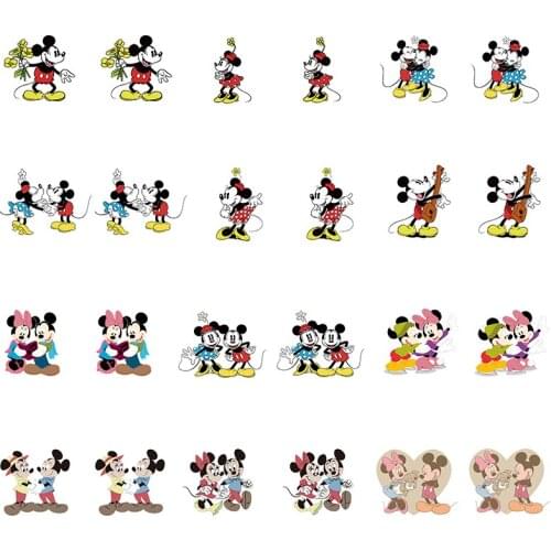 Disney New Couple Cartoon Character Mickey Mouse Q Version Epoxy Resin Clip New Heat Shrinkable Ear Clip Earrings For Friends