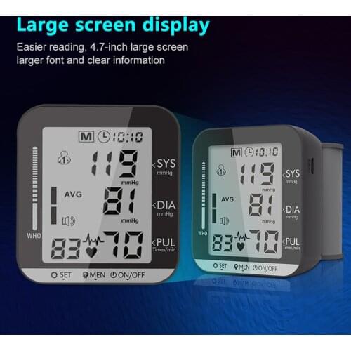 Wrist Sphygmomanometer Automatic Digital LCD Blood Pressure Monitor Home Tonometer Meter Heartbeat Rate Pulse BP Meter Tonometer
