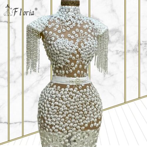 Gorgeous Pearls Evening Dresses Cap Sleeves Beading Formal Celebrity Dress Illusion Evening Party Gowns Robe De Soiree