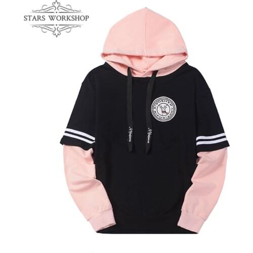 The Same As Xiao Zhan Wei Wuxian Black Pink Hoodies Sweatshirts Men Women Couple Students Pullover Top Fake Two Pieces Costume