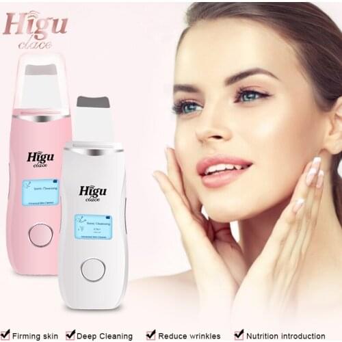 Ultrasonic Facial Skin Scrubber Peeling Vibration Face Cleaning Blackhead Removal Exfoliating Skins Pore Cleaner Rechargeable