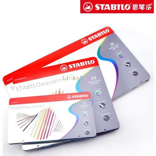 STABILO aquacolor Water soluble colored pencil,tin Box of 12/24/36 Colours-High quality Aquarellable Coloured Pencil,Rich colour