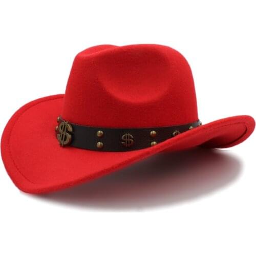 Women Wool Hollow Western Cowboy Hat R Church Jazz Cappello Uomo Sombrero Hombre Montana Cap Size 56-58cm