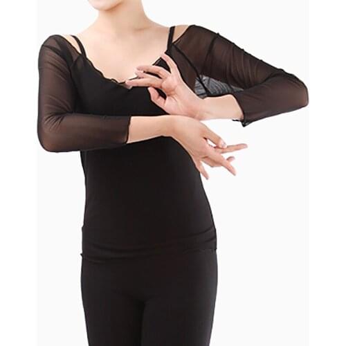 2020 Women Ballet Dance Tops Adult Stretch Soft Mesh Tops Gymnastics Dance Coat Top Selling Sexy Perspective Dance Stage Wear