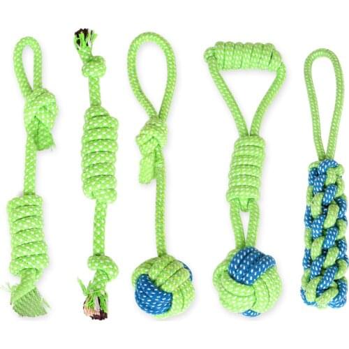 Dog toys Cotton Rope Chew Toy Puppy Teeth Cleaning Training Fun Playing Ball Throwing Bite Interactive Toys For Small Large Dogs