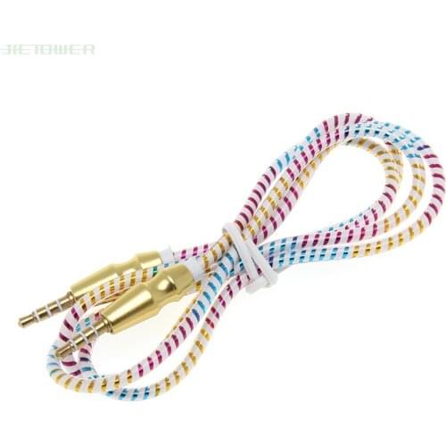 1M 3.5mm round ring HD Jack Auxiliary Audio Cable Male Flat Aux Cable Car player to connect with audio device 300pcs/LOT