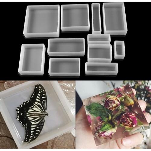 1Pcs Square Rectangle Silicone Dried Flowers Silicone Mold for DIY Coaster Pendant Jewelry Making Accessories