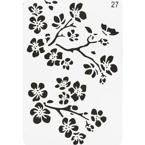 1pc Stencils Flower PET Plastic Hollow Drawing Painting Cake Template Graffiti Ruler Bullet Journal Accessories Decor Reusable