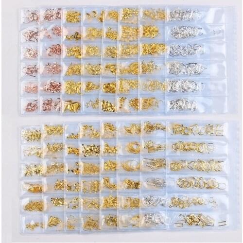 1 bag 6 Patterns Rose Gold Line Nail Studs Nail Parts Decoration Shell Circle Moon Nail Art Nail Salon