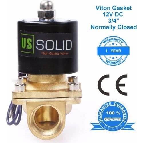 U.S. Solid 3/4" Brass Electric Solenoid Valve 12 V DC Normally Closed diesel kerosine alcohol Air Gas Oil Water