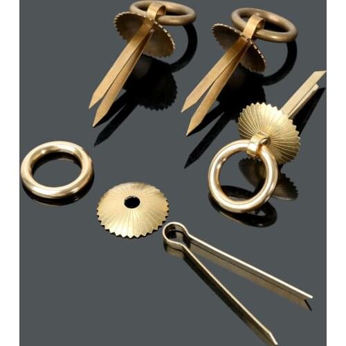 4Pcs Pure Brass Cabinet Door Handle Drawer Pull Ring Antique Copper Cupboard Wardrobe Knobs & Handles Chinese Furniture Hardware