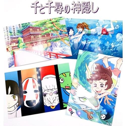 4 pcs/set Greeting Cards Collector Spirited Away Postcards Cartoon card Carte Postale Office School Supplies 10x14cm