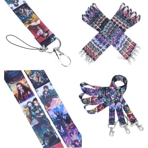 44cm Anime Demon Slayer Mobile Phone Strap Kimetsu no Yaiba Lanyard Neck Strap For Keys ID Card Cosplay Accessories Pendant Toy
