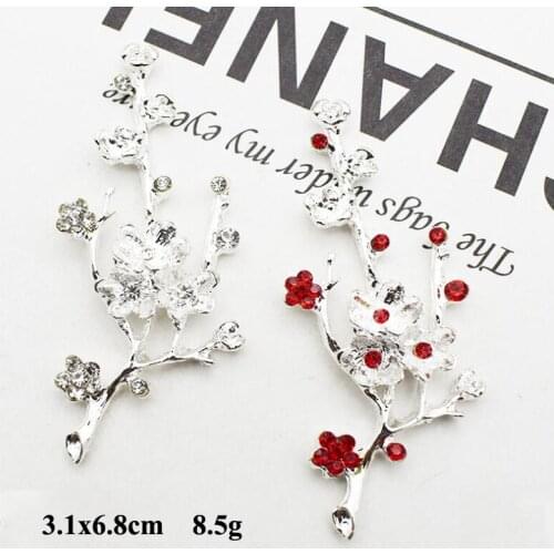 50pcs Plum Blossom Crystal Rhinestone Alloy Appliques strass Flatback Brooch Vitnage Wedding Brides Hairpin Hair Clip Decor