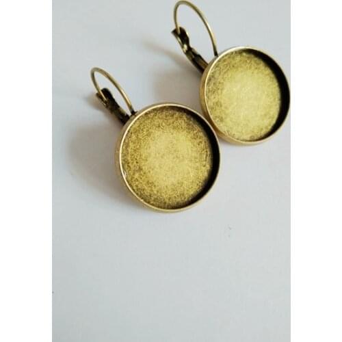 500PCS Antique bronze 25mm Blank Earring Base for Cabochon Cameo Setting DIY Jewelry Making Findings CFS169