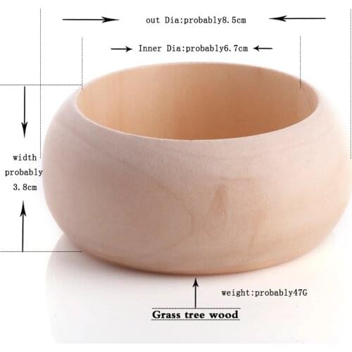 6.8*3.8cm Plain Unfinished Wooden Bangles Bracelet For Women Kids DIY Gift 5pcs/lot
