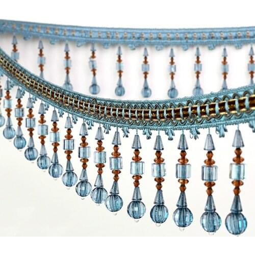 6 Meters 11 CM Width Tassel Fringe Crystal Beaded Trim for Curtains Lace Ribbon Sewing Accessories